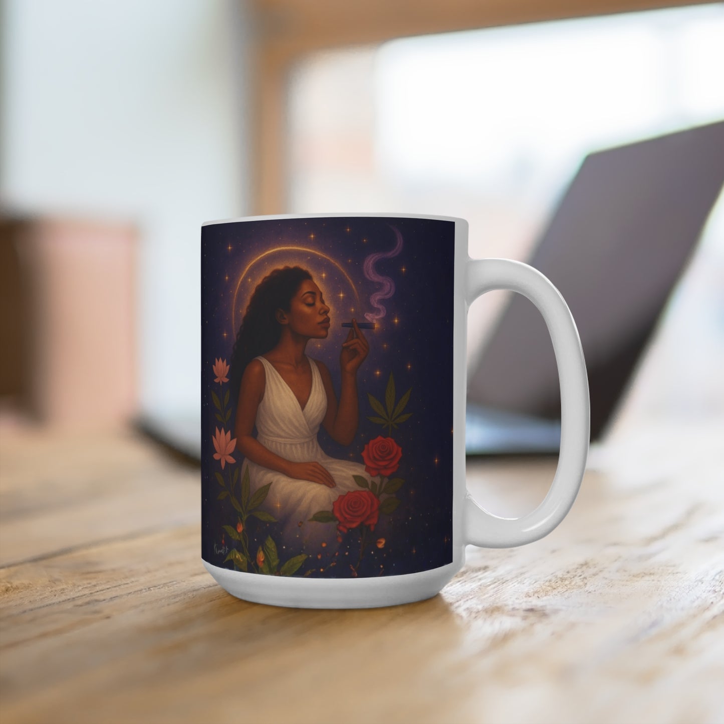 15oz Mug — "Highest Self Energy" Meditation Woman Coffee Cup
