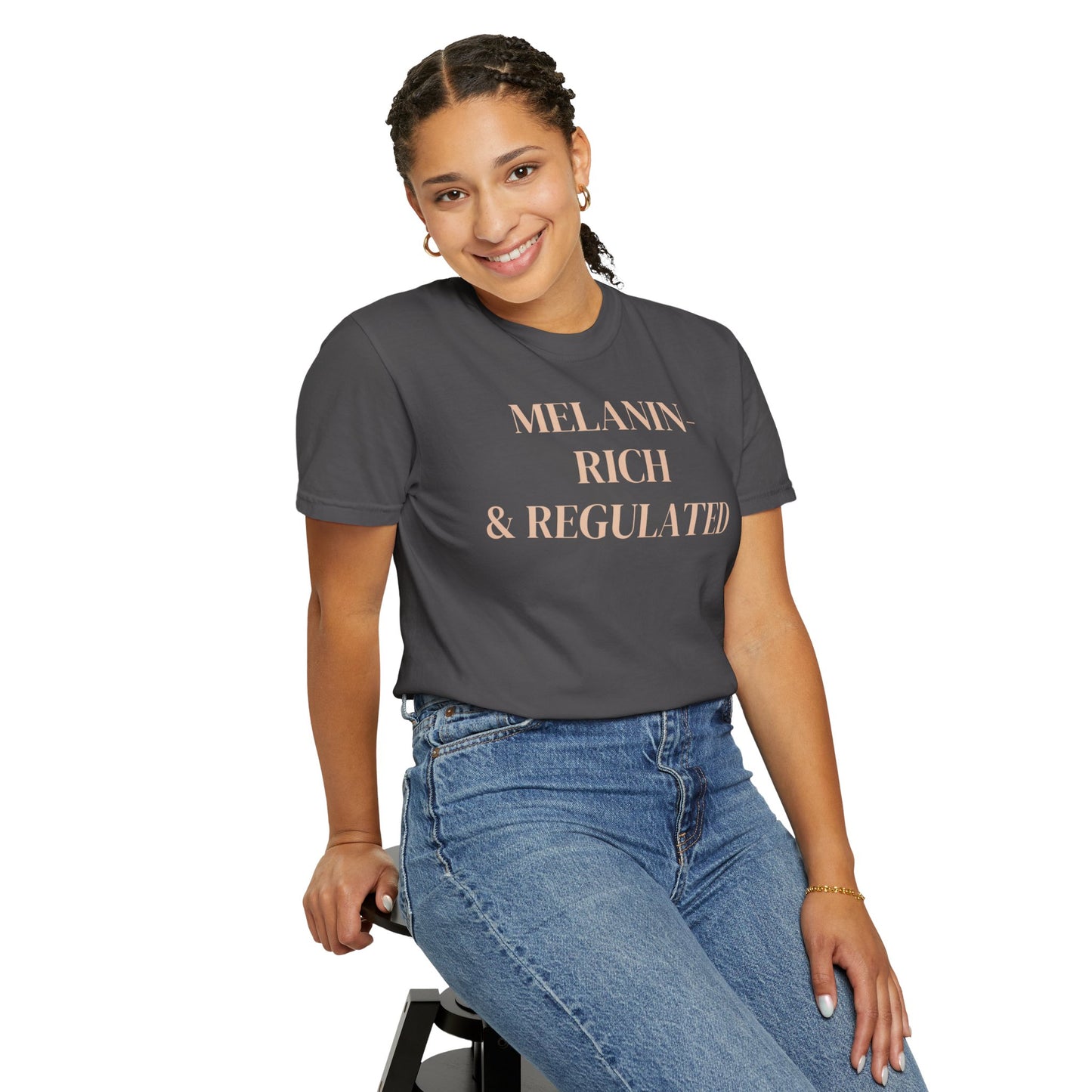 Melanin-Rich & Regulated – Comfort Colors Tee for Black & Brown Nervous System Healing