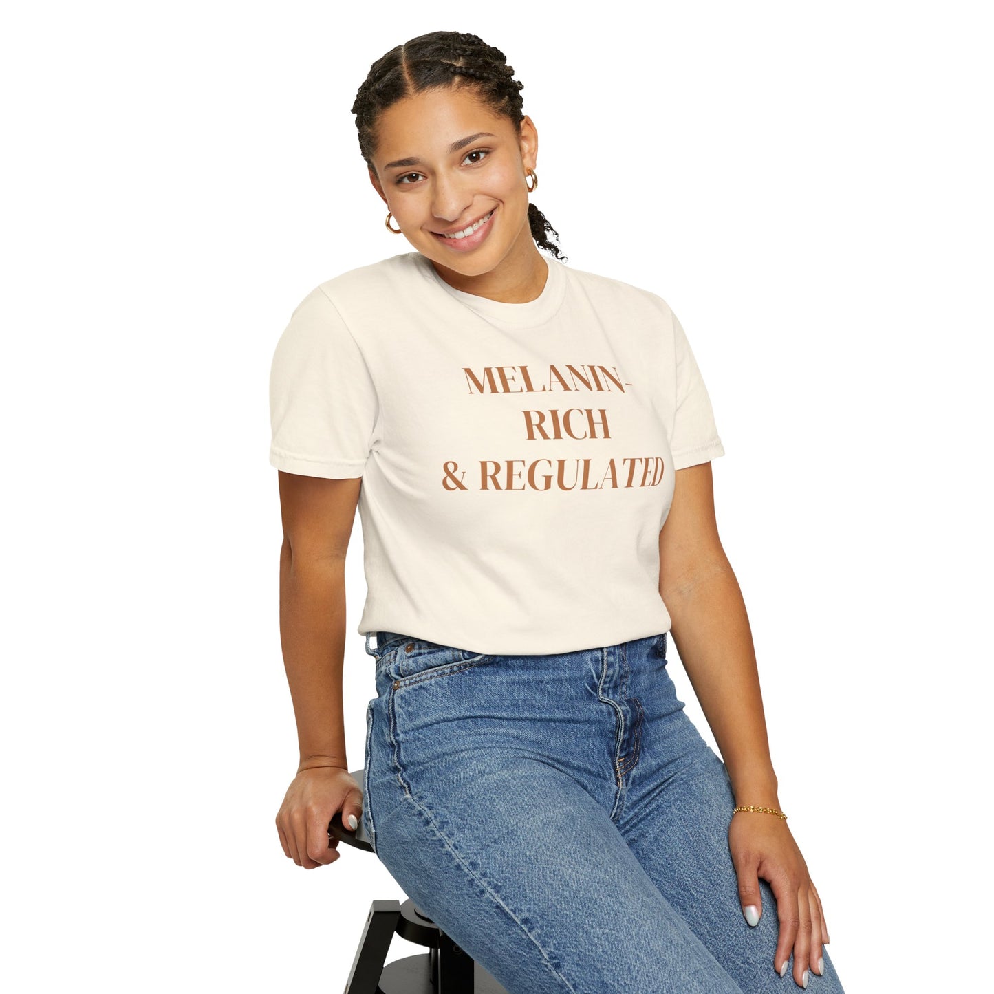 Melanin-Rich & Regulated – Comfort Colors Tee for Black & Brown Nervous System Healing