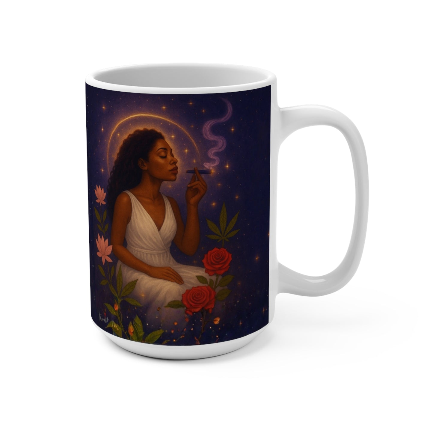 15oz Mug — "Highest Self Energy" Meditation Woman Coffee Cup