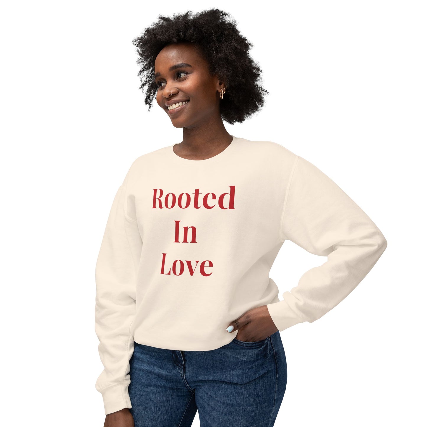Rooted in Love Sweatshirt — Women's Floral Crewneck for Gardeners & Nature Lovers