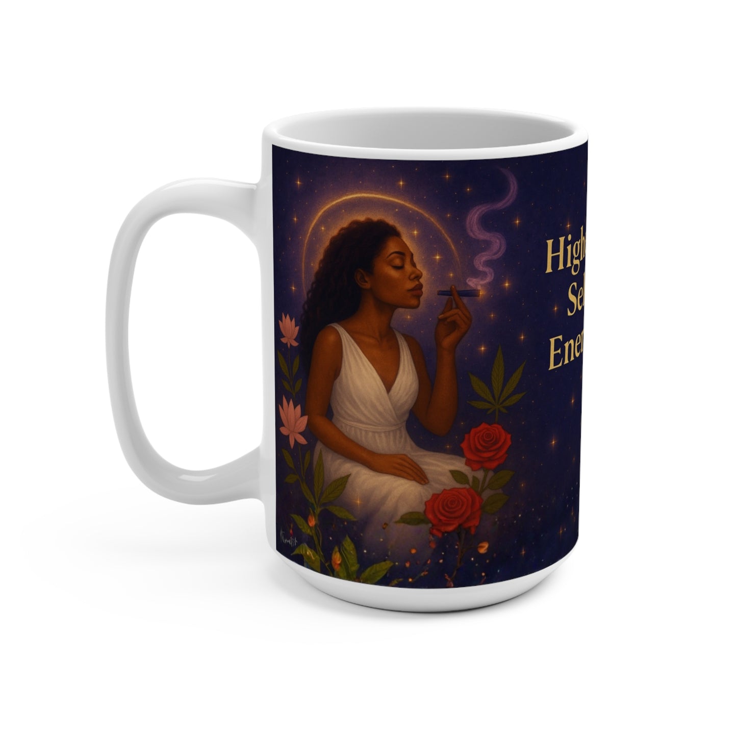 15oz Mug — "Highest Self Energy" Meditation Woman Coffee Cup